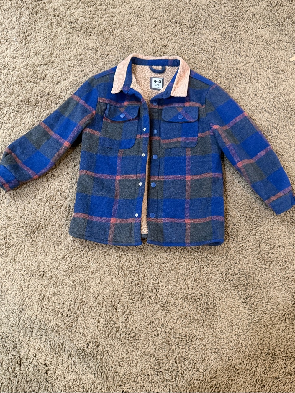 Cotton On Kids Blue Plaid Sherpa-Lined Boys Jacket
